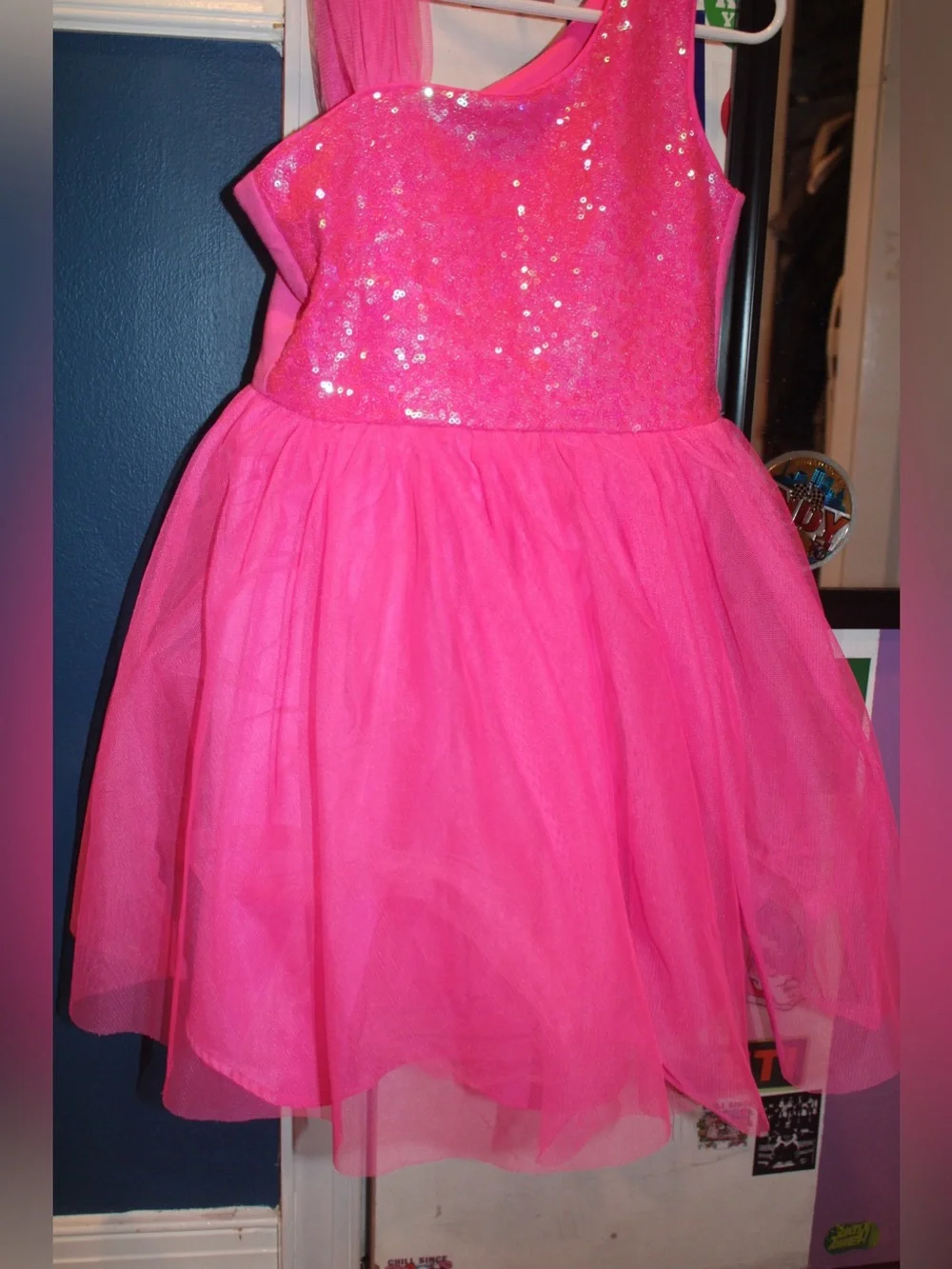 Cat & Jack Girls Sequin Tutu Dress Hot Pink Tulle Party Birthday Size 6